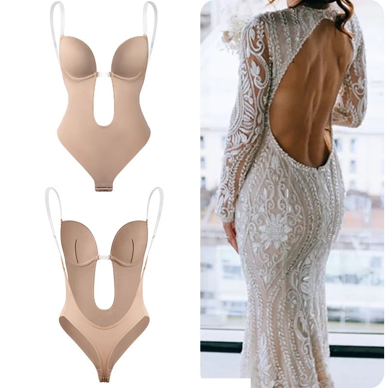 Bodysuit Backless Push-up Bra - Thick