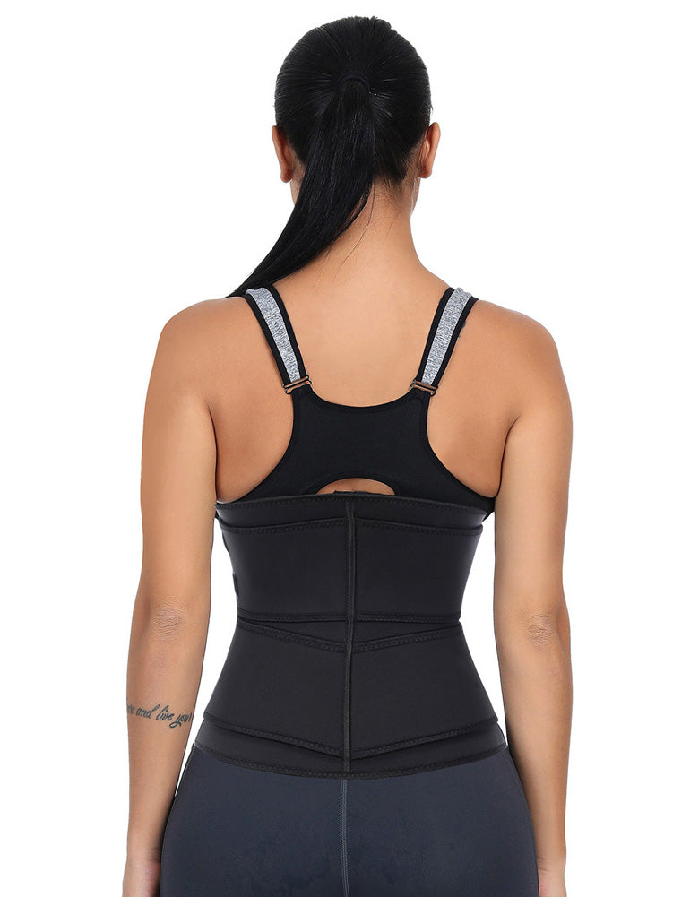 Black Latex Waist Slimmer With Zipper Body Shapewear